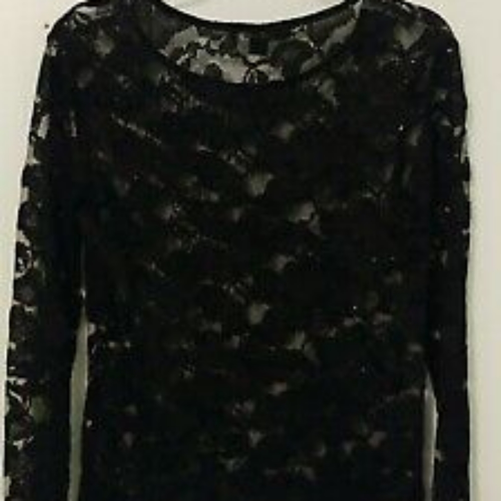 Forever 21 Black Strech Lace Blouse Long Sleeve